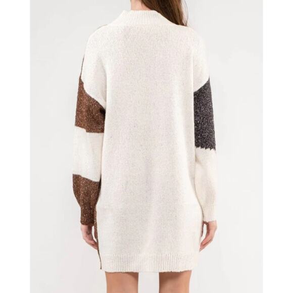 New ~ BLU PEPPER ~ Women's Multicolor Colorblock Sweater Dress Size Large - Picture 2 of 8